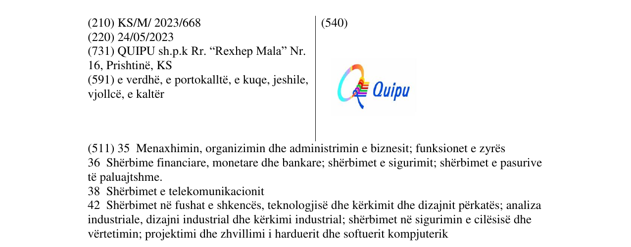 Zëri i markës Quipu në buletin