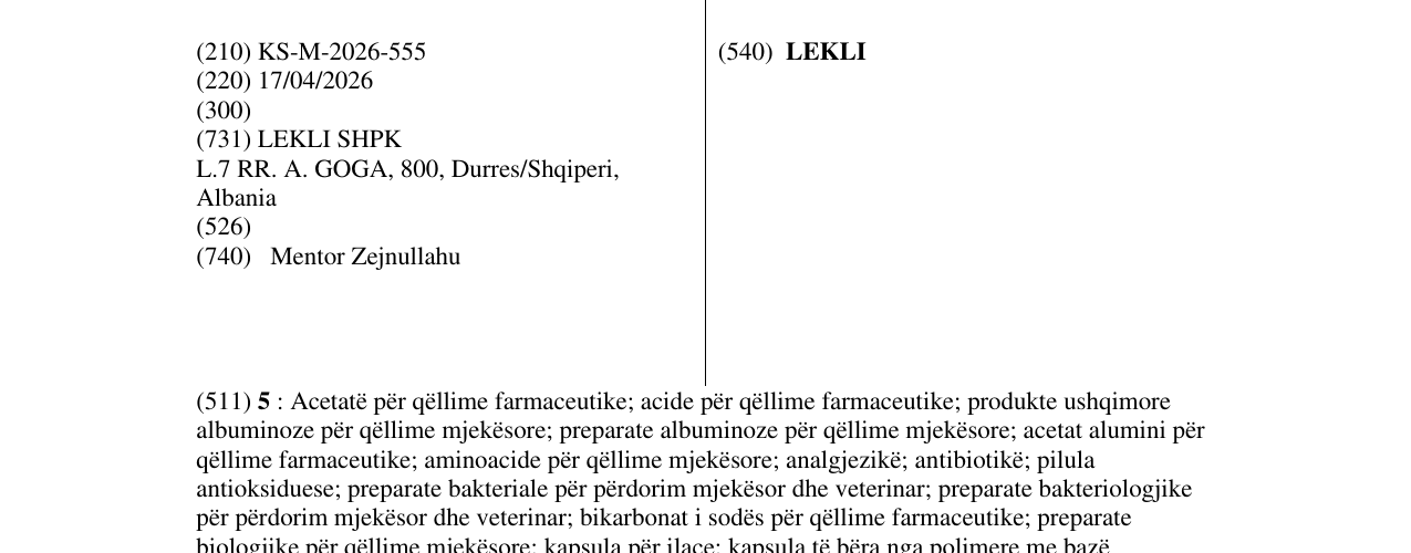 Zëri i markës LEKLI në buletin