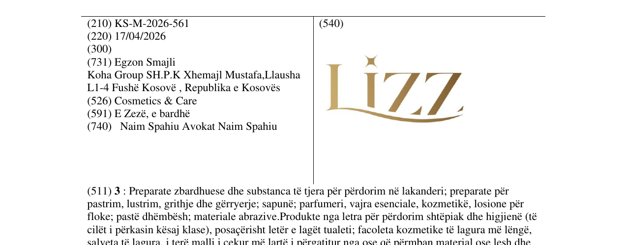 Zëri i markës Cosmetics & Care në buletin