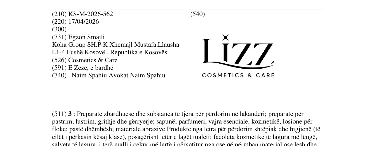 Zëri i markës Cosmetics & Care në buletin