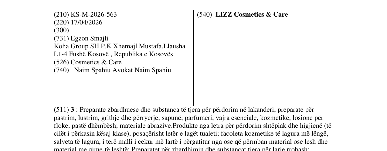 Zëri i markës LIZZ Cosmetics & Care në buletin