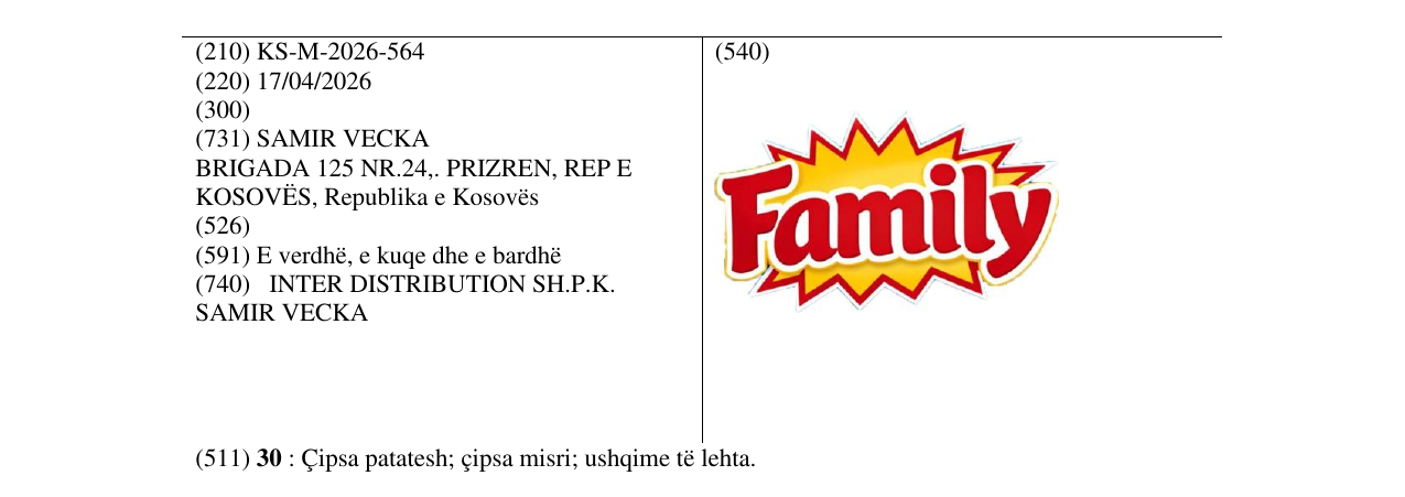 Zëri i markës KS/M/2026/564 në buletin