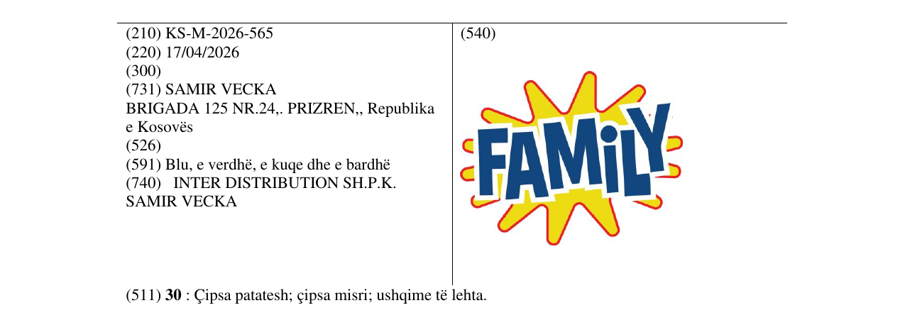 Zëri i markës KS/M/2026/565 në buletin