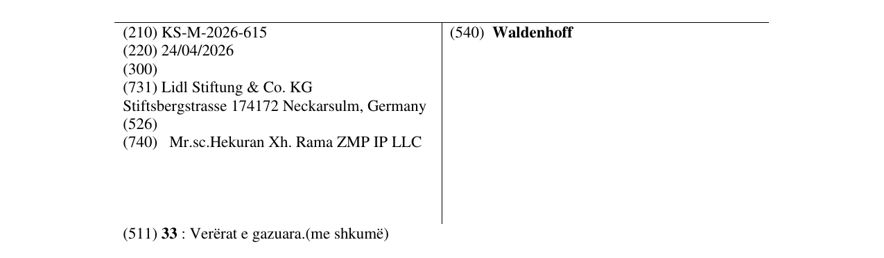 Zëri i markës Waldenhoff në buletin