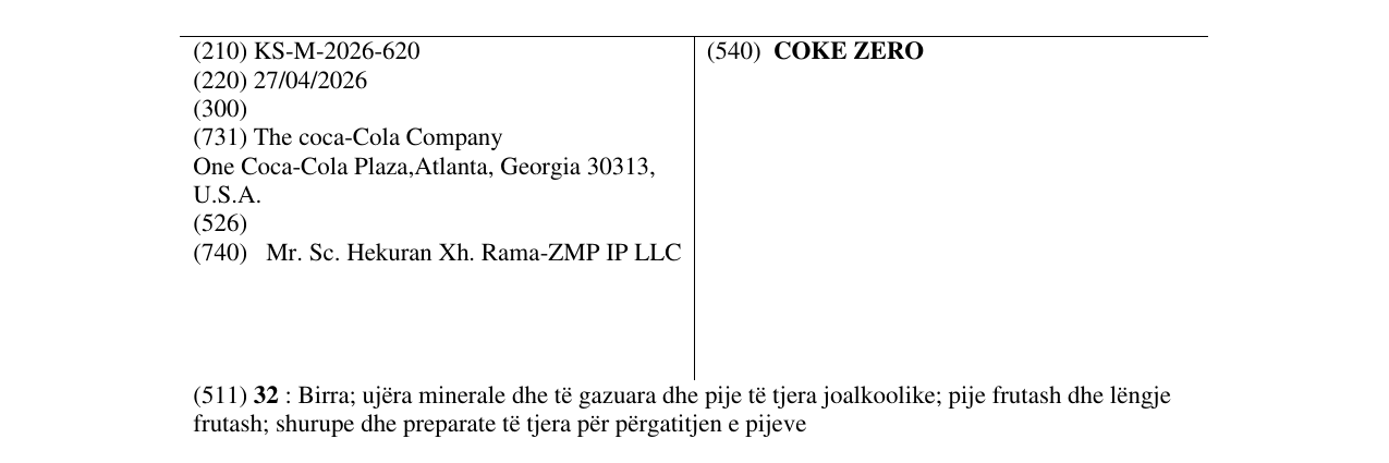 Zëri i markës COKE ZERO në buletin