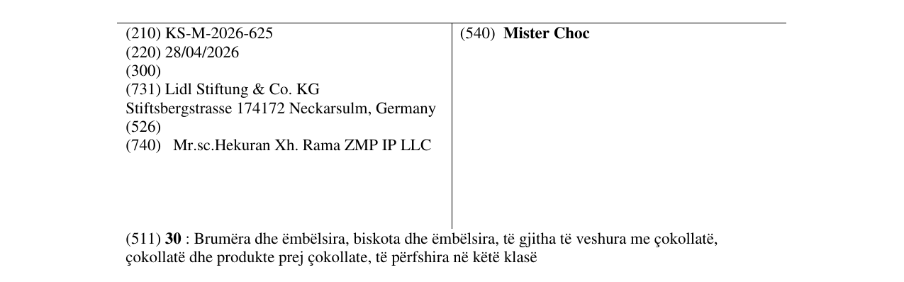 Zëri i markës Mister Choc në buletin