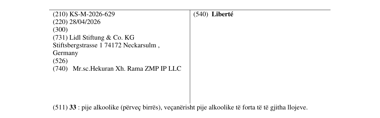 Zëri i markës Liberté në buletin