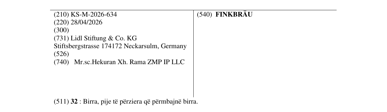 Zëri i markës FINKBRÄU në buletin