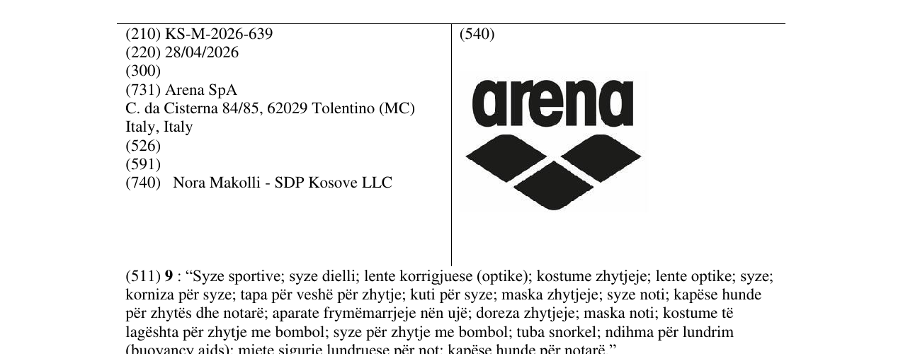 Zëri i markës KS/M/2026/639 në buletin