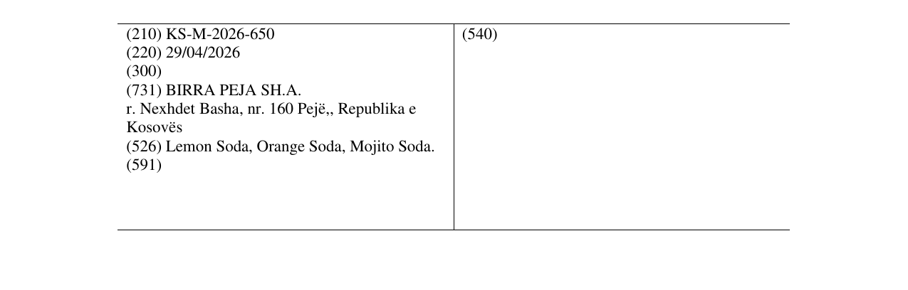 Zëri i markës Lemon Soda, Orange Soda, Mojito Soda. në buletin