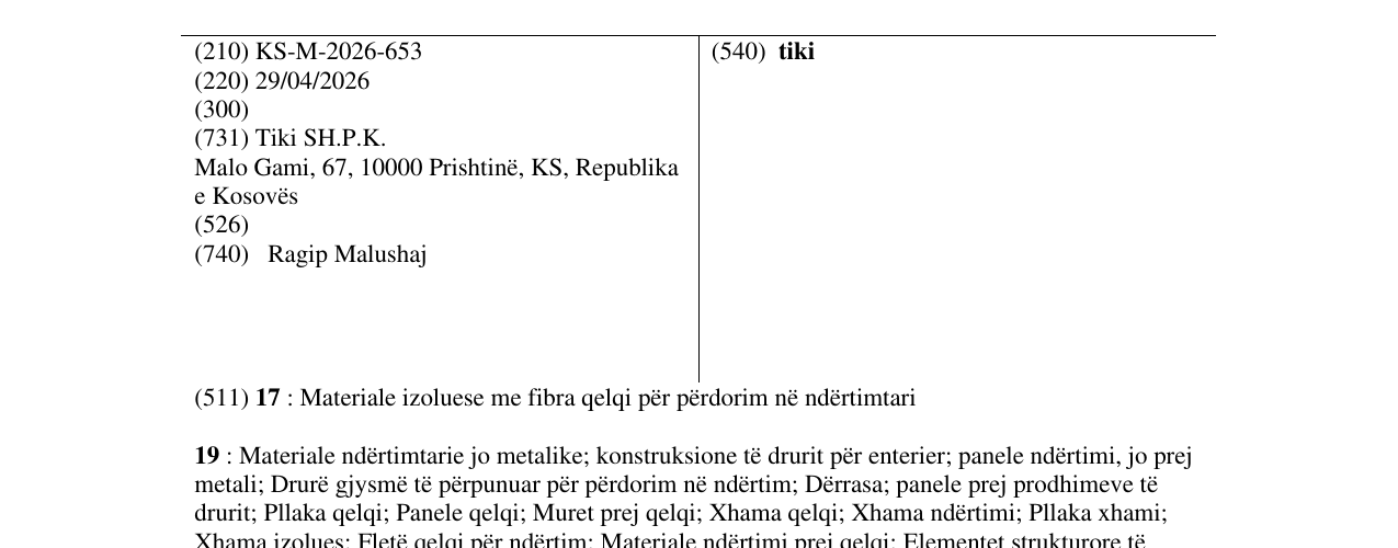 Zëri i markës tiki në buletin