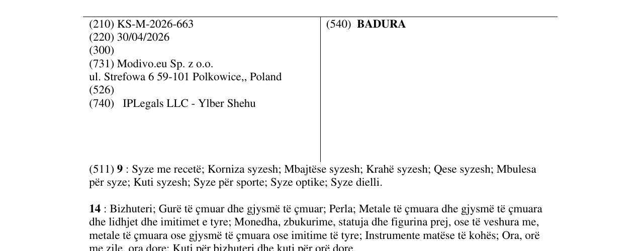 Zëri i markës BADURA në buletin
