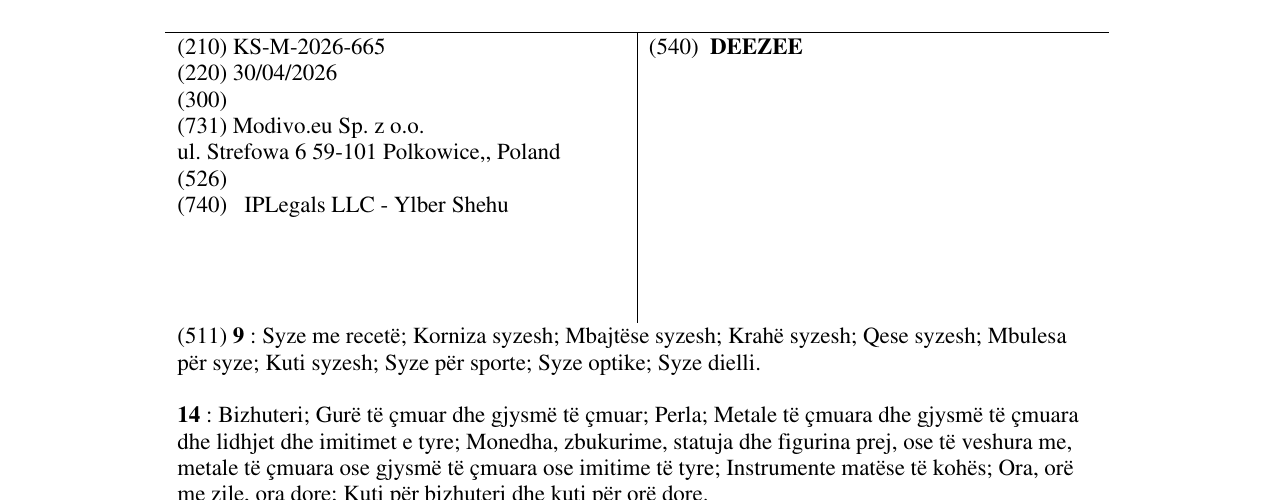 Zëri i markës DEEZEE në buletin