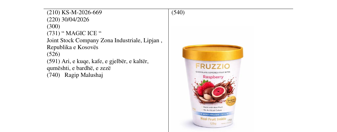 Zëri i markës KS/M/2026/669 në buletin