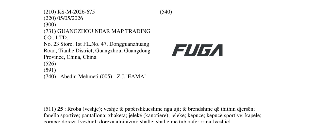 Zëri i markës KS/M/2026/675 në buletin