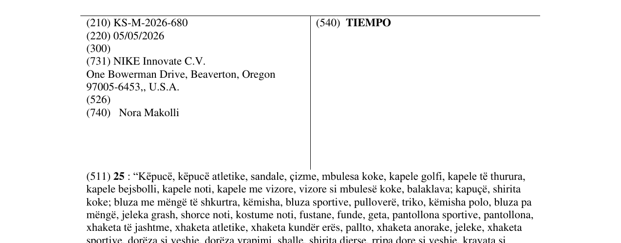 Zëri i markës TIEMPO në buletin