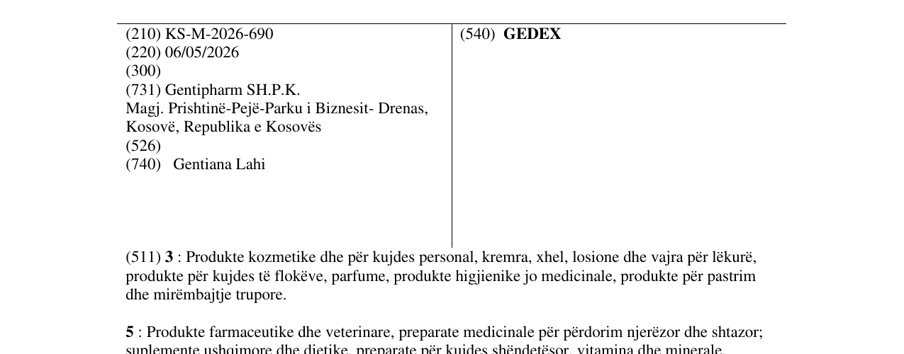 Zëri i markës GEDEX në buletin
