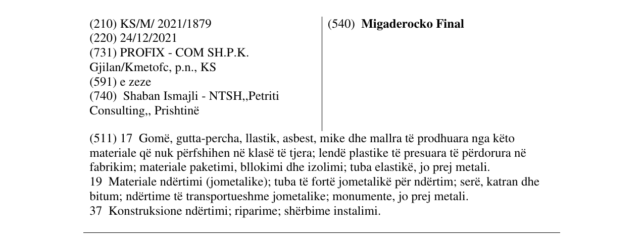 Zëri i markës Migaderocko Final në buletin