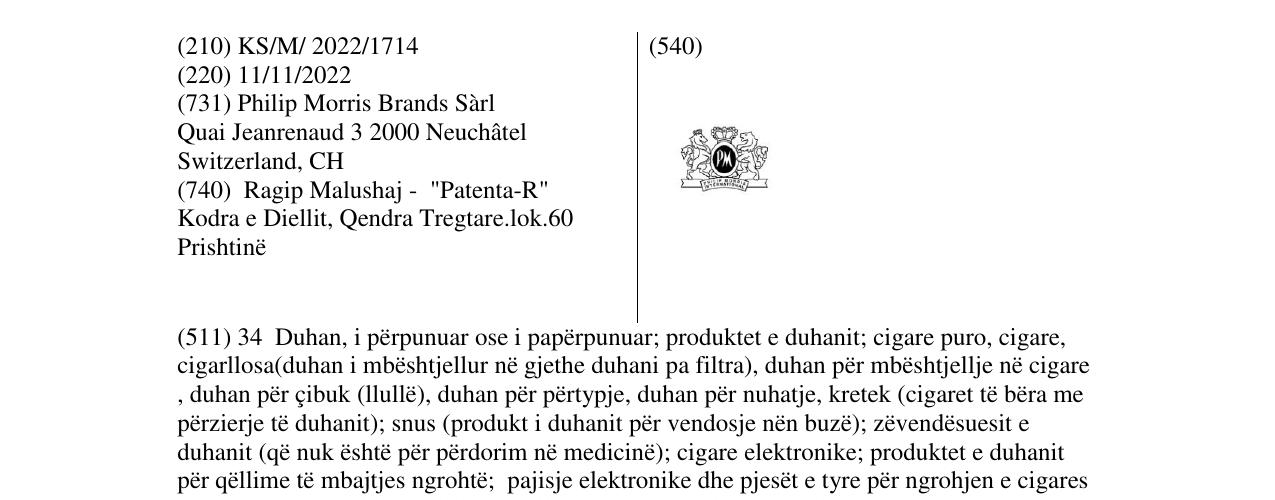 Zëri i markës PM në buletin