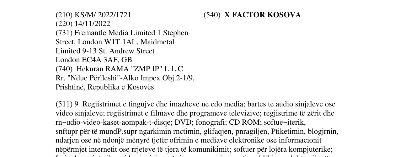 Zëri i markës X FACTOR KOSOVA në buletin