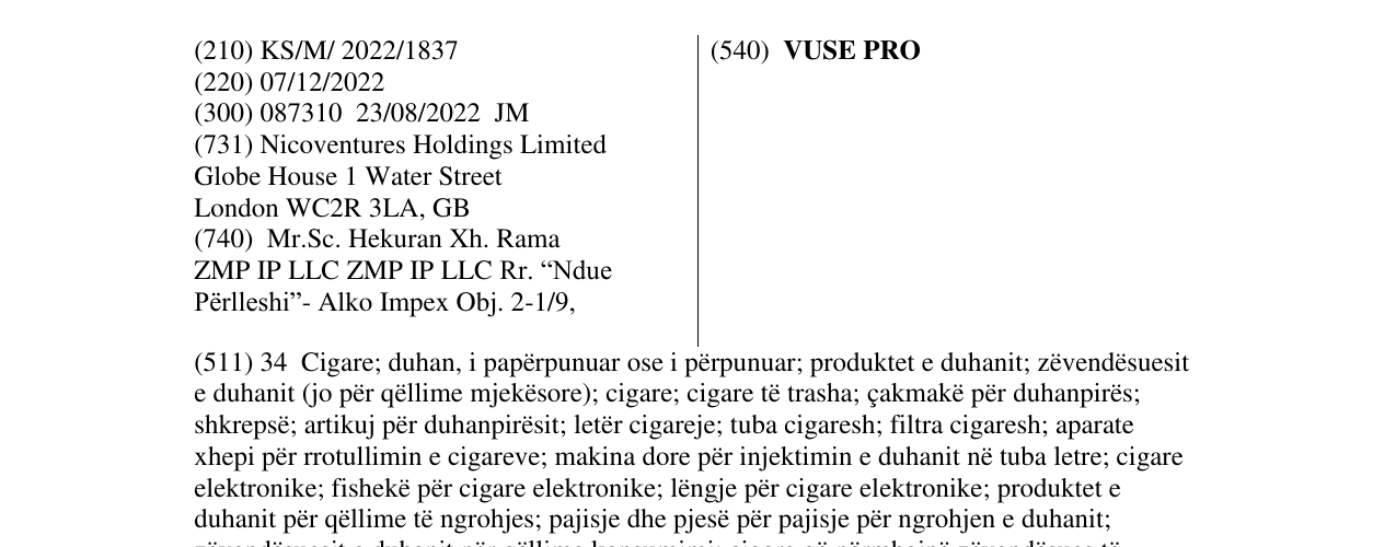 Zëri i markës VUSE PRO në buletin