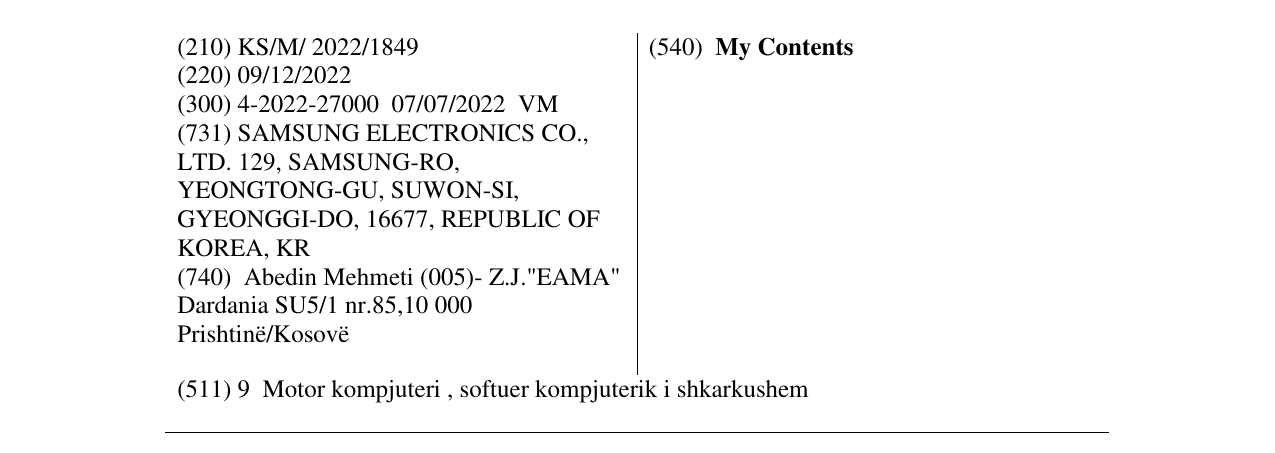 Zëri i markës My Contents në buletin