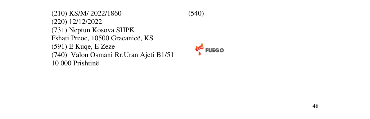 Zëri i markës FUEGO në buletin