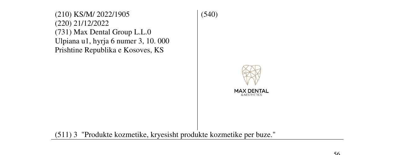 Zëri i markës MAX DENTAL në buletin