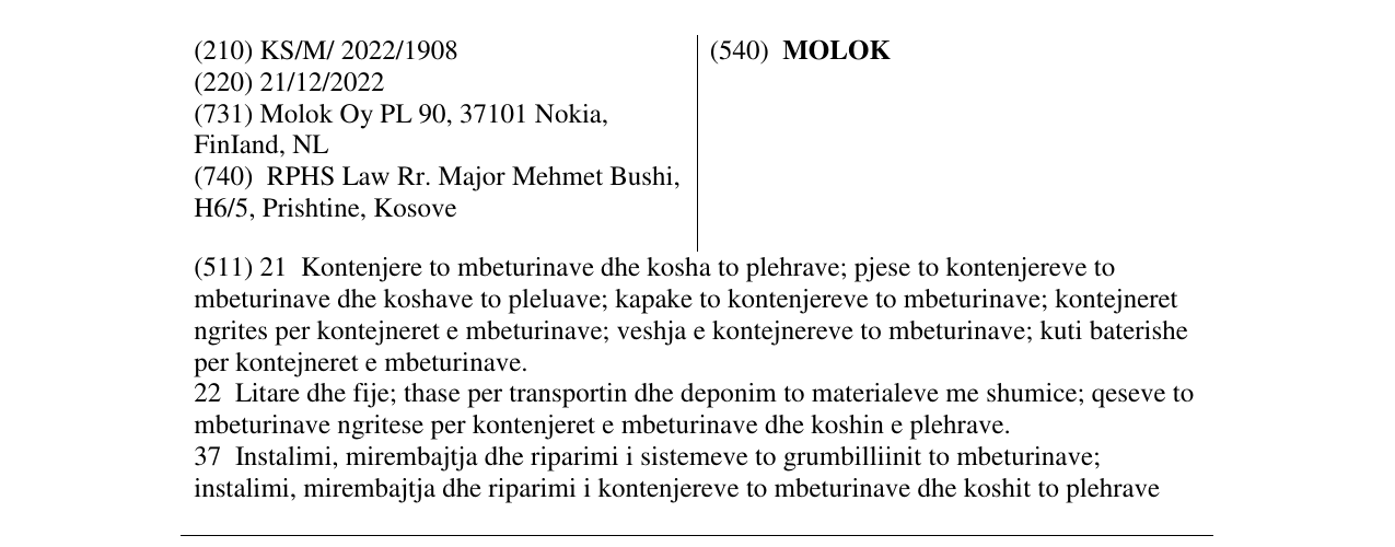 Zëri i markës MOLOK në buletin