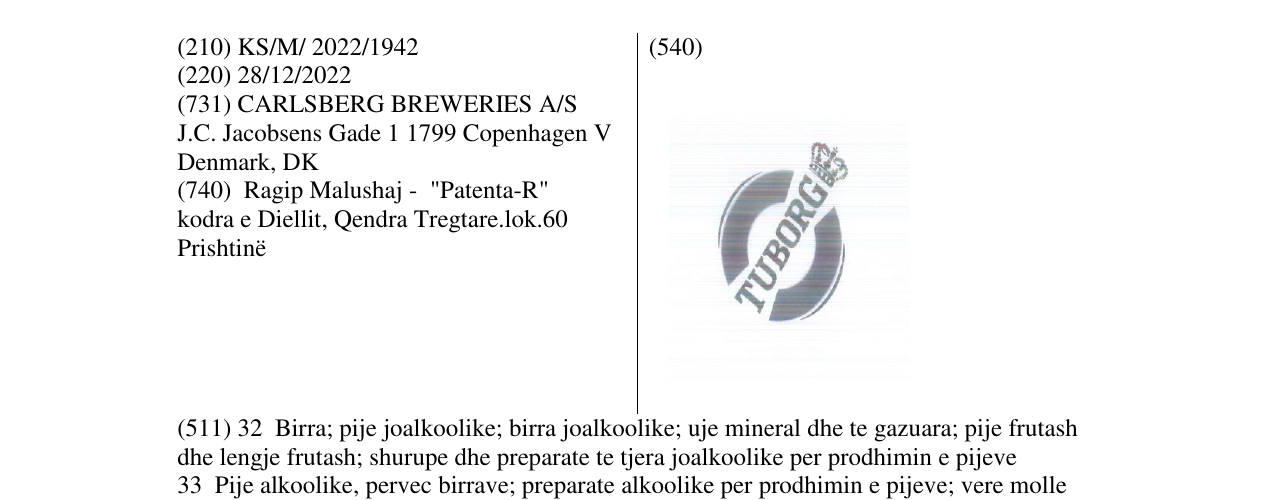 Zëri i markës TUBORG në buletin