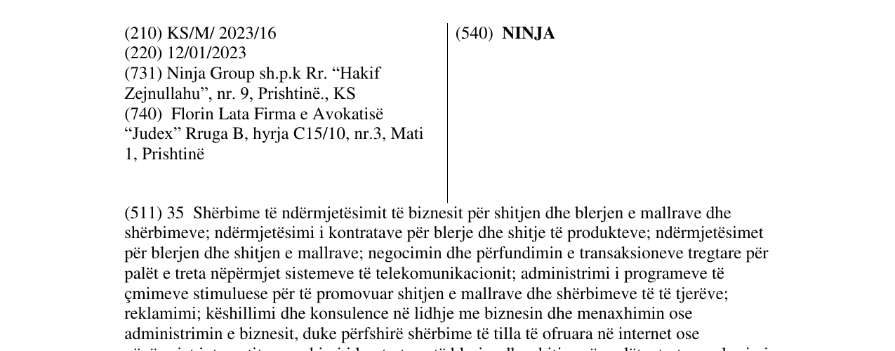 Zëri i markës NINJA në buletin