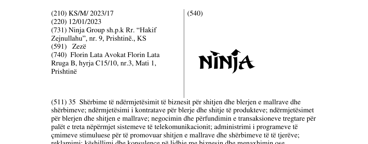 Zëri i markës NINJA në buletin