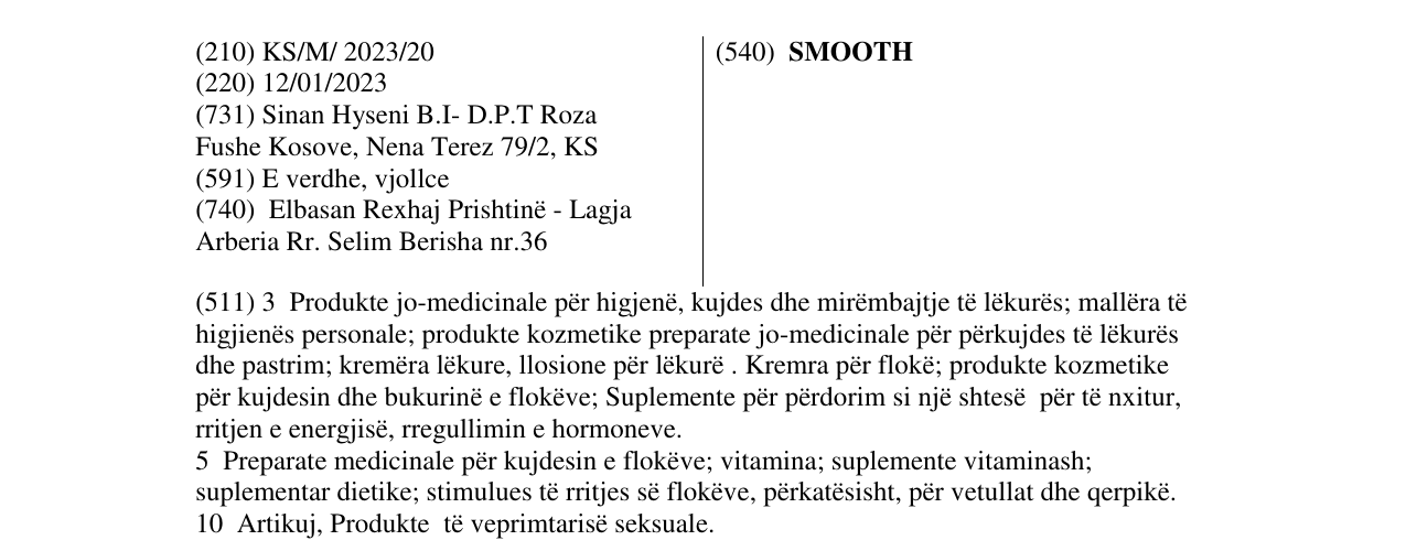 Zëri i markës SMOOTH në buletin