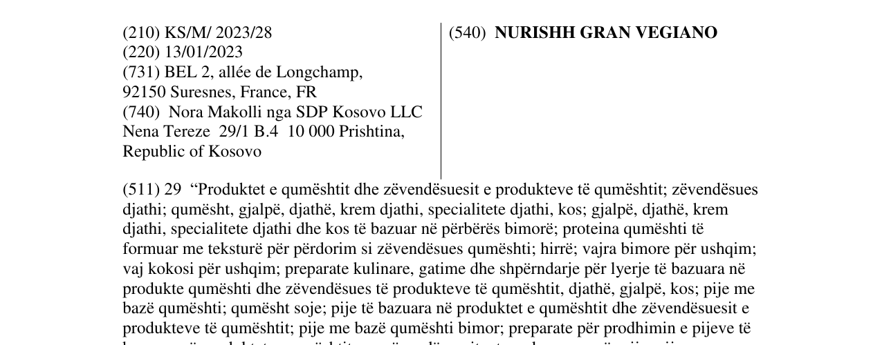 Zëri i markës NURISHH GRAN VEGIANO në buletin