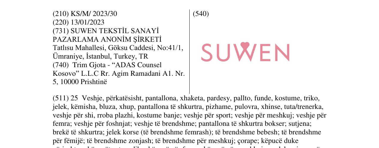 Zëri i markës SUWEN në buletin