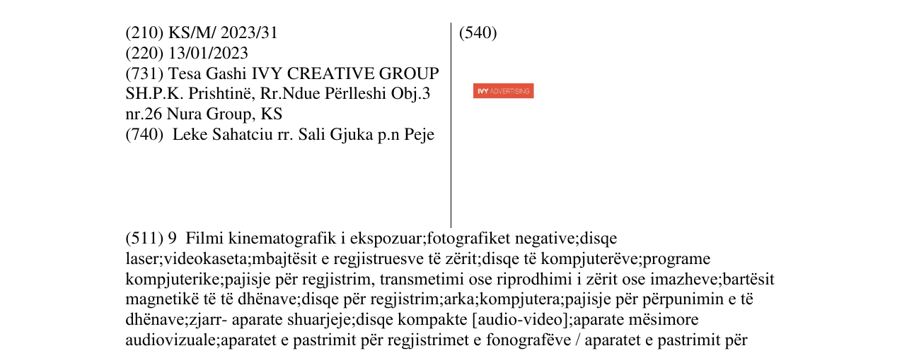 Zëri i markës IVY ADVERTISING në buletin