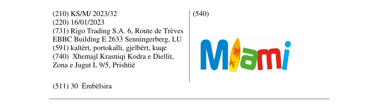 Zëri i markës Miami në buletin