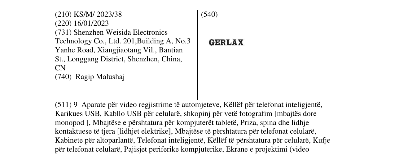 Zëri i markës GERLAX në buletin
