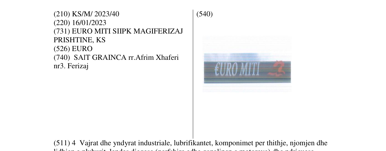Zëri i markës EURO MITI në buletin