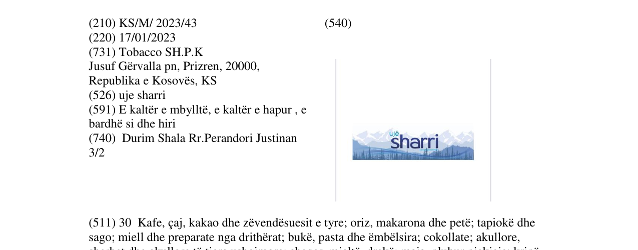 Zëri i markës uje sharri në buletin