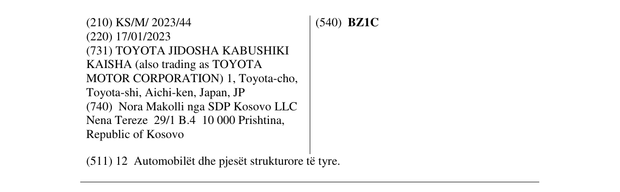 Zëri i markës BZ1C në buletin