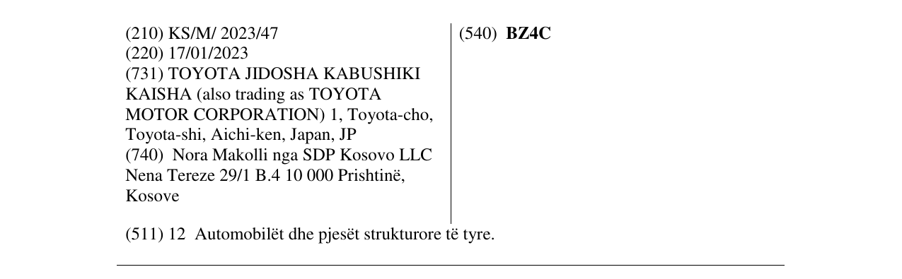 Zëri i markës BZ4C në buletin