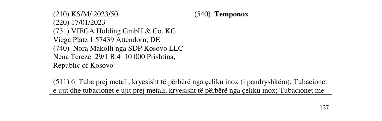 Zëri i markës Temponox në buletin