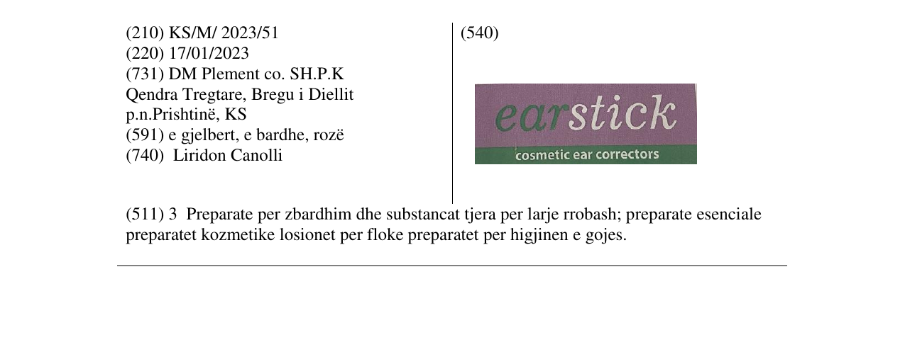 Zëri i markës earstick në buletin