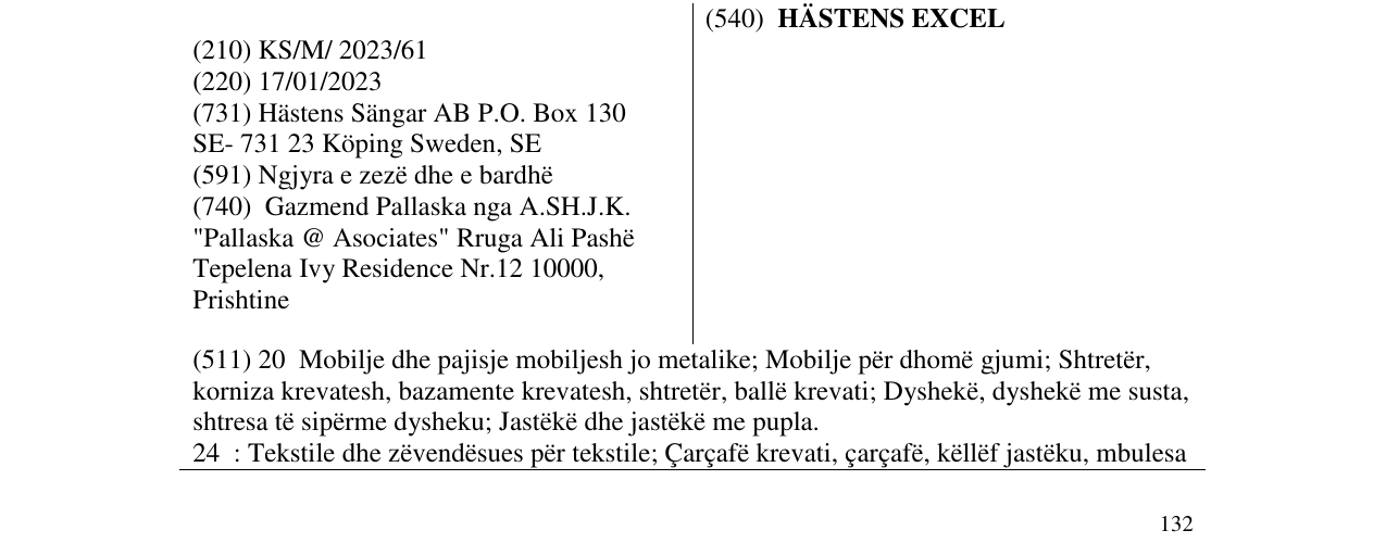 Zëri i markës HÄSTENS EXCEL në buletin