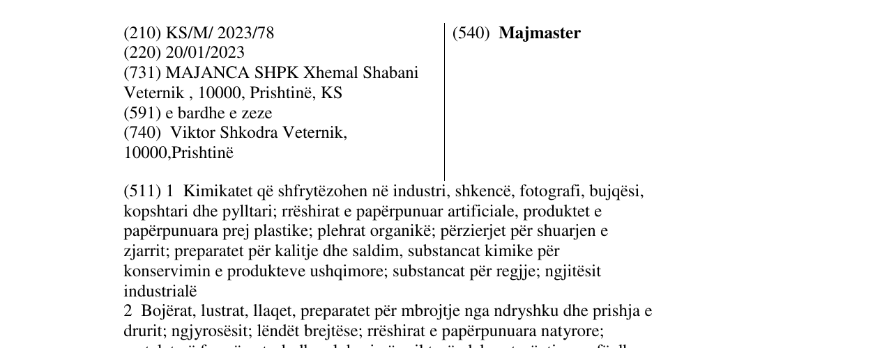 Zëri i markës Majmaster në buletin