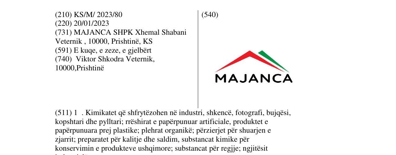 Zëri i markës MAJANCA në buletin