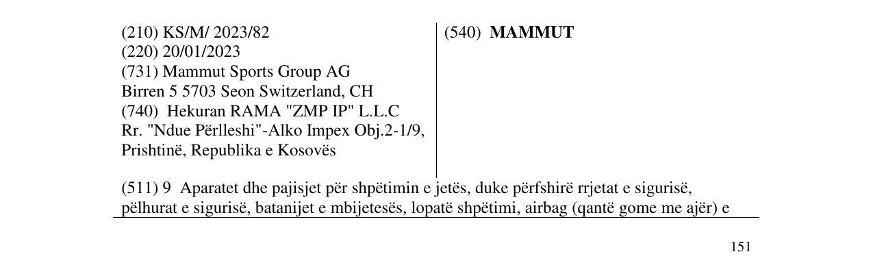 Zëri i markës MAMMUT në buletin