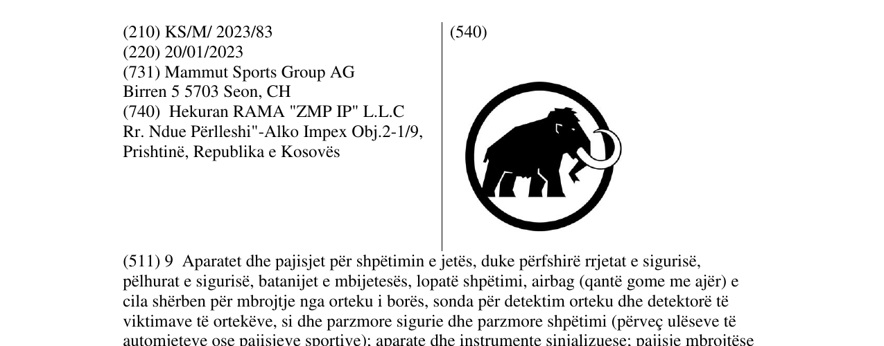 Zëri i markës MAMMUT në buletin