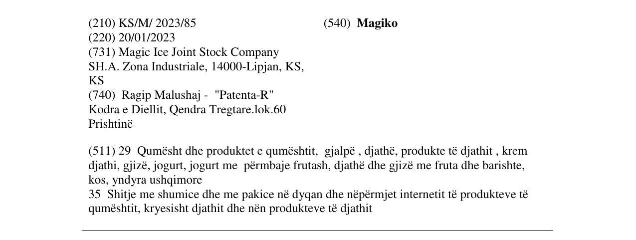 Zëri i markës Magiko në buletin